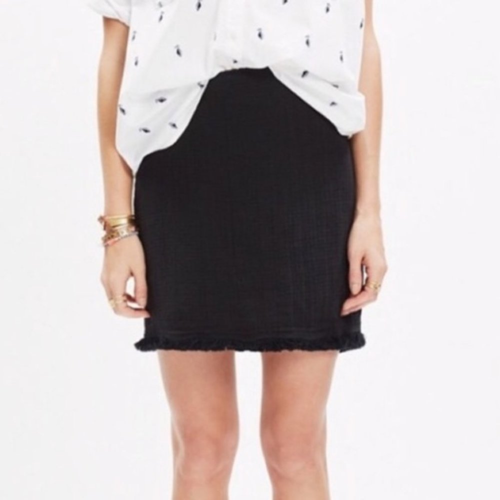 NWT★: MADEWELL Hideaway Fringe Skirt, Black, 00